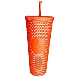 Starbucks Venti 24 Oz Studded Tumbler Cup Pearl Orange Bling Cold Drinks New